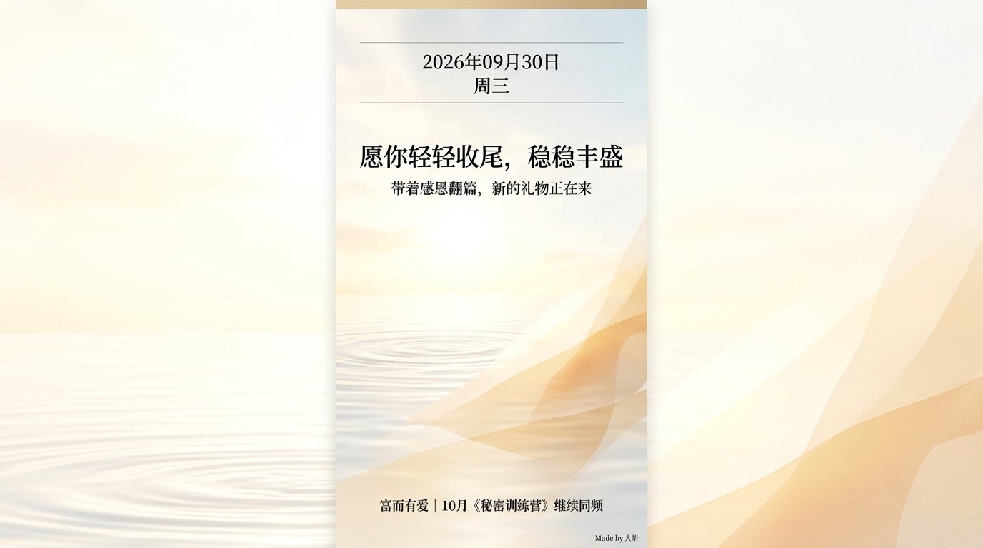 愿你轻轻收尾，稳稳丰盛